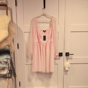 NWT Eloquii Pink Dress with Sheer Sleeves